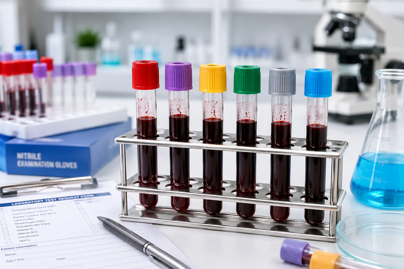 Blood sample tubes for lab testing